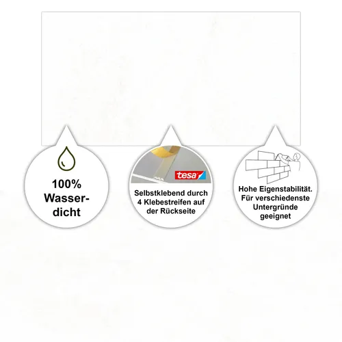 BARIDECOR Wandpaneel wasserfeste Wandfliese selbstklebend, BxL: 61,00x31,00 cm, 0,18 qm, (Packung mit 1,62 qm, Versandkostenfreie Lieferung) 9 Fliesen/Karton, inkl. Klebestreifen, wasserresistent, Blanco