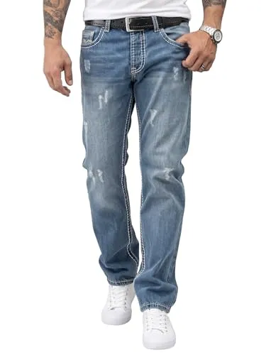 Rock Creek Herren Jeans Hose Comfort Fit RC-2268 - Jeans für Herren im Comfort Fit, ideal für jeden Figurtyp. Der moderne Stonewashed-Look und die hochwertige Verarbeitung bieten hohen Tragekomfort und Vielseitigkeit für Büro und Freizeit.