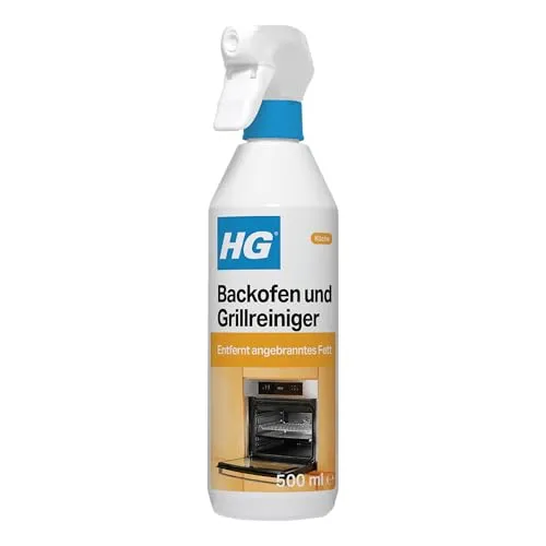 HG Backofen und Grillreiniger 500 ml - Effektiver All-in-one Reiniger für Backofen, Grill und Herdplatten. Entfernt mühelos eingebranntes Fett und Verfärbungen – ideal für alle Metalloberflächen.