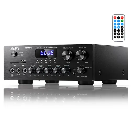 Moukey MAMP1 Bluetooth 220W Leistungsverstärker - Verstärker & Vorverstärker mit 220W Leistung, Bluetooth-Funktion für kabelloses Streaming und USB-Schnittstelle für vielseitige Audioverbindung.