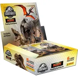 Panini Jurassic World ROAR! Trading Cards Display - TCG OVP Displays mit 24 Booster-Packs, jedes enthält 6 Karten für ultimative Sammlererlebnisse und spannende Dino-Abenteuer.