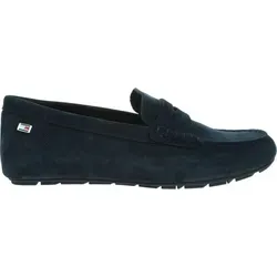Tommy Hilfiger FLAG SOFT SUEDE DRIVER LOAFER Slipper - Sneaker in dunkelblau aus hochwertigem Veloursleder, ideal als bequemer Schlupfschuh mit modischen Zierriegeln für lässige Anlässe.