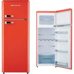 Wolkenstein Retro-Kühl-Gefrierkombination GK212.4RT FR - Feuerrot, 212 l Nutzinhalt, energiesparend und geräuscharm für Ihre Küche