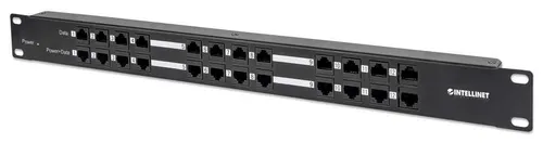 Intellinet 12-Port Passives PoE-Patchpanel - Sonstige Netzwerkartikel, effiziente Midspanlösung mit 12 RJ45-Ports und 120 Watt Leistung, ideal für Rackmontage und flexible Netzwerkgestaltung.