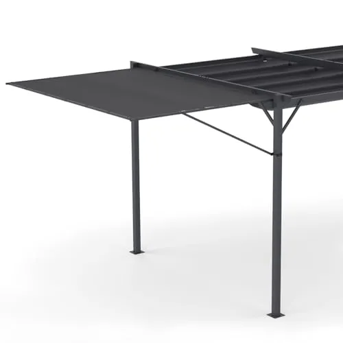IDMarket Neigbares und Verstellbares Vordach 250 x 150 cm für Pergola - Praktisches und elegantes einziehbares Dach in anthrazitgrau, ideal für zusätzlichen Schatten und Schutz auf Ihrer Pergola.