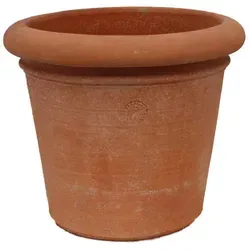 Hirsch Terracotta Pflanzkübel Vaso Liscio Toskana - massiv und stabil - Garten-Zubehör aus handgefertigtem Ton, ideal für langlebige Pflanzenpräsentation mit schlichter Eleganz.