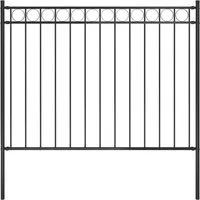 vidaXL Gartenzaun aus Stahl 1,7x1,2 m in Schwarz - Gartenzäune, stabiler pulverbeschichteter Stahl für hohe Sicherheit und Privatsphäre, elegantes Design mit kreisförmigem Oberteil, ideal für Garten und Terrasse.