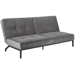 Perugia Schlafsofa Dunkelgrau, Matt Schwarz Gestell - Schlafsofa in modernem Design, ideal für kleine Räume. Mit praktischem Klappmechanismus und geteilter Rückenlehne für vielseitige Nutzung als gemütliches Bett oder Sofa.