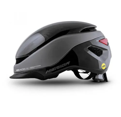 Merida Helm Mitro UE-1 M - Urban Fahrradhelm schwarz/grau - Der Merida Helm Mitro UE-1 M bietet modernen Schutz für Pendler mit MIPS-Technologie und integriertem Rücklicht. Ideal für den Stadtverkehr und komfortabel durch das BOA-Verstellsystem.