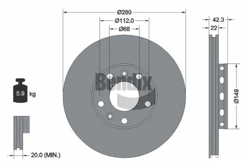 Bendix Braking Bremsscheibe BDS1930 - Hochwertige Bremsscheibe für optimale Bremsleistung und Sicherheit, ideal für verschiedene Fahrzeugmodelle.