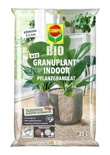 Compo Bio GRANUPLANT Indoor Drainage- und Pflanzgranulat – 25 Liter - Nachhaltiges Pflanzgranulat aus 100% natürlichem Bimsstein. Ideal für Indoor- und Balkonbepflanzungen, unterstützt optimale Wachstumsbedingungen und vereinfacht die Nährstoffaufnahme.