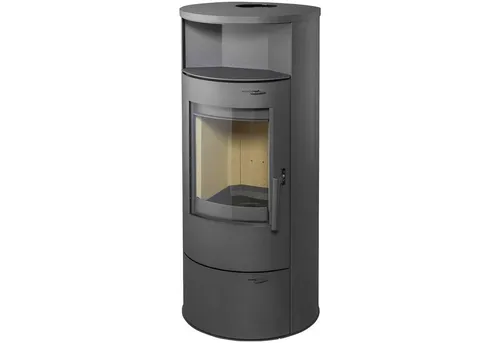 Thermia Schwedenofen München V1 grau Stahl – 7 kW Kaminofen - Kaminofen mit variabler Wärmesteuerung und 80% Wirkungsgrad, ideal für gemütliche Wärme in jedem Raum. Energieeffizienzklasse A+ und geeignet für Holz und Holzbriketts.