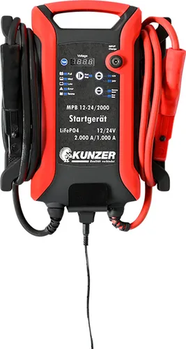 Kunzer Profi Startgerät LifePo4 12V-10000/2000A/24V-5000/1000A MPB12-24/2000 - Leistungsstarkes Kfz-Starthilfen-Gerät mit LifePo4-Technologie für zuverlässigen Einsatz. Ideal für 12V und 24V Fahrzeuge, kompakt und mobil.