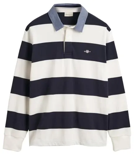 Gant Rugbyshirt Rugby-Polo - Poloshirt für Herren aus 100% Baumwolle, ideal für kühlere Tage. Klassischer Stil mit Twillkragen und GANT-Wappen-Grafik, perfekt für Freizeit und Büro.