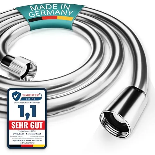 Engelbach® Kunststoff Duschschlauch 175cm - Flexibler Brauseschlauch mit Knickschutz - Flexibler Duschschlauch mit Standard G 1/2” Anschluss und 1,75 m Länge für ein angenehmes Duscherlebnis. Der Knickschutz sorgt für eine sichere Handhabung, ohne dass der Schlauch bricht. Einfach zu montieren und pflegeleicht.