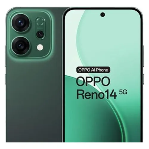 Oppo Reno14 5G Smartphone, 12GB RAM, 512GB, 50MP Triple Kamera, Grün - Handy mit 6000mAh Akku und 80W SUPERVOOC Schnellladung für blitzschnelles Aufladen in nur 48 Minuten. Ideal für Technik-Enthusiasten und Vielnutzer.