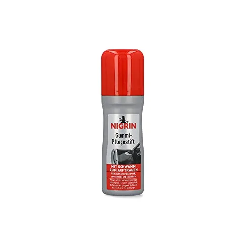 NIGRIN Gummi-Pflegestift 75 ml - Vielseitiger Gummi-Pflegestift für Türen, Schiebedach und Kofferraum. Hält Gummiteile geschmeidig und schützt vor vorzeitiger Alterung. Einfach anzuwenden und frostschützend.