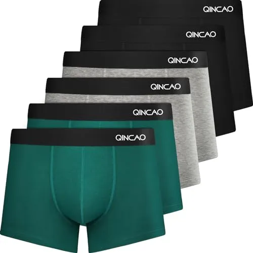QINCAO Boxershorts Herren 6er Pack Ohne Kratzenden Zettel Männer Unterhosen Unterwäsche Boxer Baumwolle(Gr. S - 4XL)
