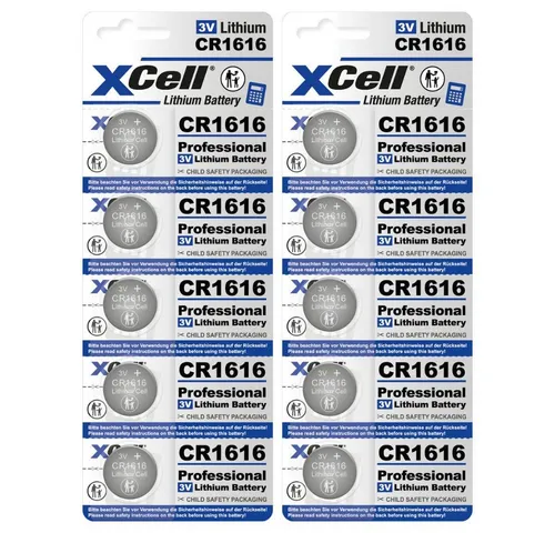 XCell 10x XCell Lithium-Knopfzelle CR1616 3V/50mAh (2x 5er-Pack) Knopfzelle
