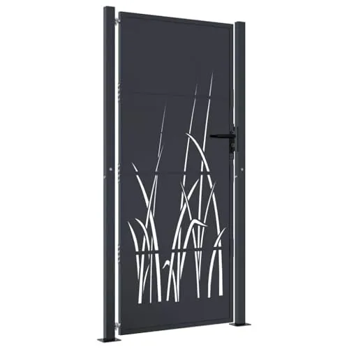 vidaXL Gartentor mit Gras-Design, abschließbar - Flügeltor aus robustem Stahl mit elegantem lasergeschnittenem Design, ideal für Garten oder Terrasse. Das abschließbare System sorgt für zusätzliche Sicherheit.