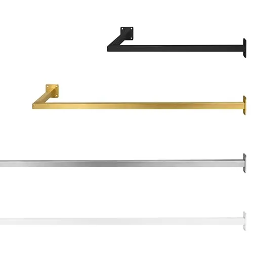 Natural Goods Berlin Kleiderstange ÜBERECK - L-Form für Flur, Bad oder Küche (Weiß, 110x30cm) - Garderobenständer für die Wandmontage, ideal um Ecken optimal zu nutzen und Kleidung stilvoll zu organisieren. Minimalistisches Design aus rostfreiem Metall.