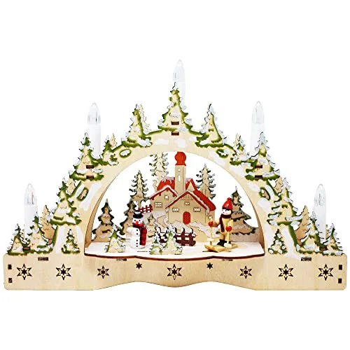 ToCi LED-Kerzenbogen - Schwibbogen mit 5 LED-Kerzen, handgemacht und perfekt für weihnachtliche Stimmung in jedem Raum