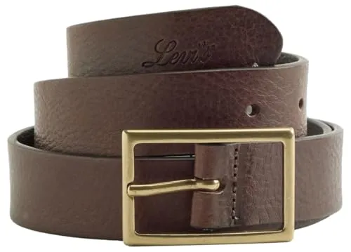 Levi's® Ledergürtel RECTANGLE BELT mit goldfarbener Schließe – Braun 90 - Eleganter Ledergürtel aus 100% Rindsleder mit 3 cm Breite. Die goldfarbene Schließe und die Logoprägung verleihen ihm einen modischen Touch für jeden Anlass.