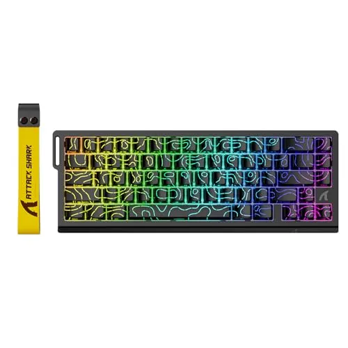 ATTACK SHARK X68 HE 8000Hz Rapid Trigger-Tastatur, 0,01mm RT-Genauigkeit, Kabelgebundene RGB 60% Gaming-Tastatur mit Magnetic Switches, Einstellbare Betätigung, Snap Tap, für PC/Mac, Schwarz Konturen