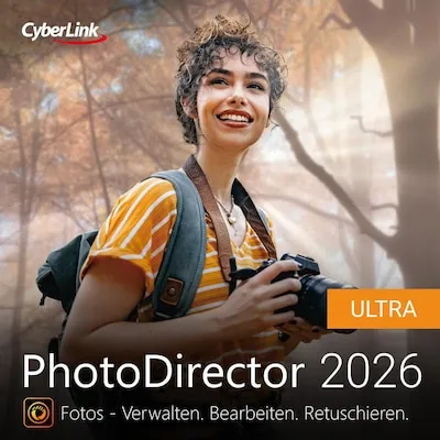 Cyberlink PhotoDirector 2026 Ultra - Lebenslange Lizenz für 1PC - Professionelle Foto- und Bildbearbeitungssoftware, ideal für kreative Projekte, mit lebenslanger Lizenz und digitalem Download für Windows.