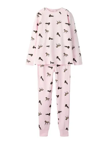 Name It Schlafanzug NKFNIGHTSET BALLERINA HORSE NOOS - 2 tlg. in Rosa 134/140 - Bequemer Schlafanzug für Mädchen im Ballerina-Design, 2-teilig mit elastischem Bund und langärmeliger Bluse, ideal für gemütliche Nächte.