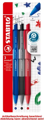 STABILO Druckkugelschreiber pointball colorful, 3er Etui