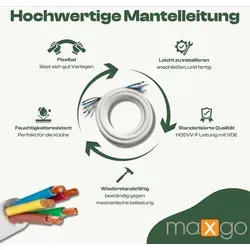 maxgo Herdanschlusskabel 20m H05VV-F 5x2,5 - Sicherer Anschluss für Herde und Backöfen, ideal für Heimwerker und Elektriker