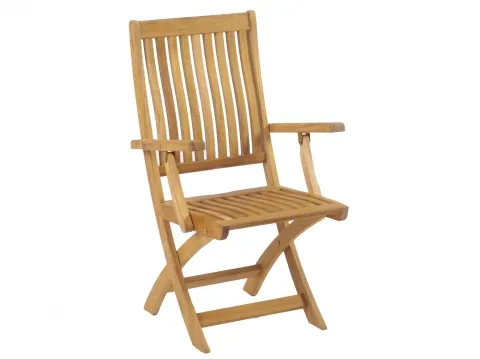 Zebra Bali Armlehnstuhl aus Teakholz - Gartenmöbel aus langlebigem Teakholz, klappbar für platzsparende Lagerung und mit ergonomischer Rückenlehne für optimalen Sitzkomfort.