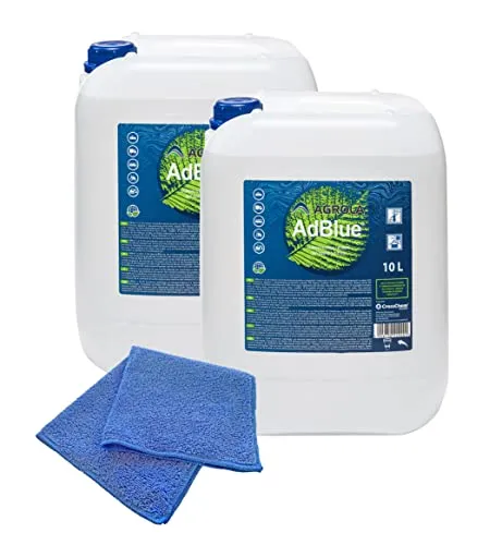 AGROLA AdBlue® 10 L Set inkl. Füllschlauch & Microfasertuch - Hochreine Harnstofflösung für SCR-Diesel-Motoren, 20 Liter Set, inklusive Füllschlauch und blauem Microfasertuch, ISO-Norm 22241 für konstante Qualität.
