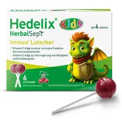 Hedelix Herbalsept Immun Lutscher Kids - Arzneimittel zur Unterstützung des Immunsystems für Kinder ab 4 Jahren, mit fruchtigem Kirschgeschmack und Vitamin C für eine bessere Abwehrkraft.