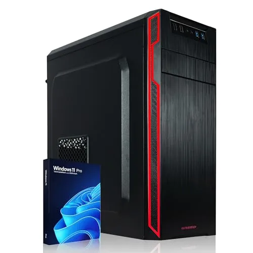 Greed® Silent GT - Office PC mit AMD Ryzen 5, 16GB RAM und 1TB SSD - Schwarz - Leistungsstarker Office PC mit AMD Ryzen 5 5500GT, 16GB RAM und 1TB SSD. Ideal für Büro und Home Office, sofort einsatzbereit mit Windows 11 Pro und Office Paket.