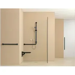 HEWI Winkelgriff Serie 801 mit breiter Haltestange - Duschköpfe & -brausen, barrierefreies Design mit ergonomischem Rundrohr für optimale Handhabung und stufenlos verstellbare Brausehalterung.