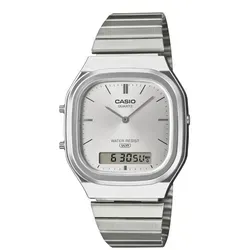 Casio AQ-240E-7AEF Edgy Collection Herrenuhr AnaDigi Silberfarben - Schlichte Armbanduhr mit analoger und digitaler Anzeige, ideal für Alltag und Freizeit. Das leichte Design und das elegante Edelstahlarmband machen sie zum stilvollen Begleiter.