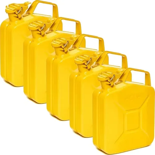 BW® Benzinkanister Metall 5x 5 Liter - Robuster Kraftstoffkanister mit TÜV-Zulassung - Hochwertiger 5L Metallkanister aus 0,9mm Stahl für sichere und langlebige Nutzung. Ideal für Benzin und Diesel, mit breitem Ausgießer für schnelles Betanken. Perfekt für den professionellen Einsatz und unterwegs.