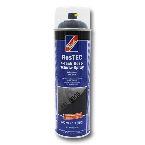 Technolit RosTEC 4-fach Rostschutz-Spray RAL 9005 tiefschwarz 500 ml - Rostschutz-Spray mit 4-facher Schutzwirkung, ideal für langlebige Anwendungen auf Metalloberflächen.