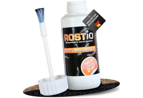 Rostio Rostschutzgrundierung ROSTIO Rostumwandler 100ml mit Pinsel - Rostkonverter, 1-tlg., Rostumwandler & Grundierung in einem. Kein abwaschen erforderlich