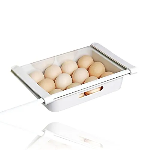 Eierbehälter für Kühlschrank | Eierablage Kühlschrank Organizer für 12 Eier | 26x18x5cm Zusatz Eiereinsatz Schublade für den Kühlschrank | Obst Aufbewahrungsbox | Kühlfach | Auszugsschale transparent