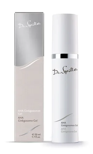 AHA Ginkgosomen Gel 50ml Dr Spiller - Anti-Faltenprodukt mit Fruchtsäure für glattere Haut. UVA-Schutz und ideal für Dekolleté, Gesicht und Hals. Made in Germany.