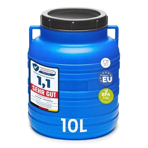 Garronda 10 Liter Weithalsfass aus BPA-freiem Futtertonne Fass Universalfass Lebensmittel Fass Regenfass für Garten Regentonne mit Deckel Regenwassertonne für Garten Wassertonne GD-0078, Blau