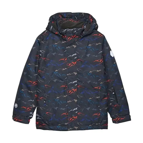 Color Kids COSki Jacke AOP - 741119, Phantom (1919), Größe: 152 - Wasserdichte und atmungsaktive Skijacke für Kinder aus strapazierfähigem, recyceltem Material. Ideal für kalte und nasse Tage, mit abnehmbarer Kapuze und praktischen Taschen. Geprüfte Qualität für unbeschwerten Wintersport.