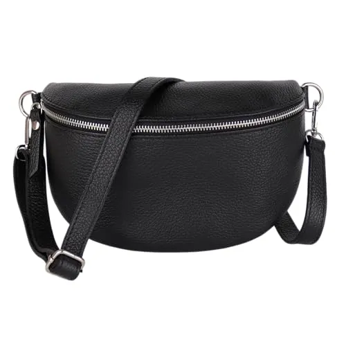 MIRROSI® Bauchtasche Damen aus Echtleder, Made in Italy, verstellbarer Ledergurt, in 3 Größen - Elegante Bauchtasche aus hochwertigem Echtleder, gefertigt in Italien. Verfügbar in 3 Größen, bietet sie eine stilvolle und flexible Trageweise für jeden Anlass.