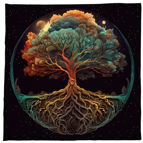 QRONCES Divinations Tablecloth Trees of Life Tarots Cards Tablecloth Altars Cloth Oracles Divinations Board Game Part