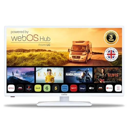 Cello 32 Zoll Smart Camping LED TV – ideal für Wohnmobil & Caravan - Erleben Sie mit dem 32 Zoll Smart Camping TV höchsten Komfort für unterwegs. Mit Triple-Tuner, Bluetooth und integriertem WLAN streamen Sie Ihre Lieblingsinhalte kabellos – perfekt für Reisen!