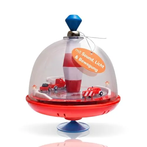Maro Toys Feuerwehrkreisel - Bunte Musikspielzeug für Kleinkinder - Kleinkindspielzeug mit mehreren Sprachversionen, fördert die motorischen Fähigkeiten und macht das Spielen spannend und lehrreich.