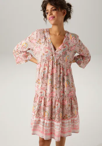 Tunikakleid mit fantasievollem Druck in altrosa-pink - Sommerkleider: Verspieltes Tunikakleid von Aniston CASUAL mit farbharmonischem Druck und lässigem Schnitt für perfekten Tragekomfort.